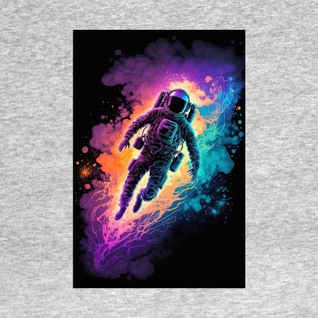 Blacklight Neon Astronaut In Space by TortillaChief